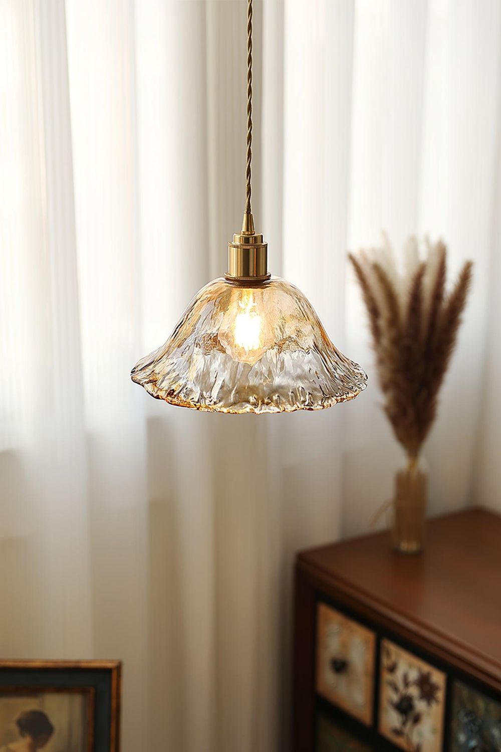 Antique Brown Glass Pendant Light - view 4 | everlamps