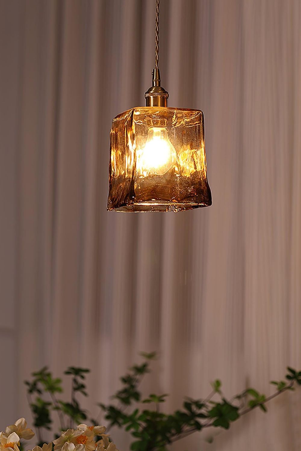 Antique Brown Glass Pendant Light - view 5 | everlamps