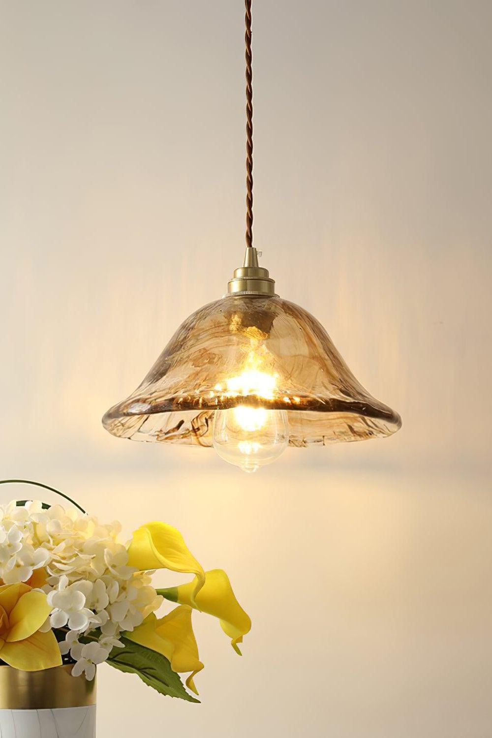 Antique Brown Glass Pendant Light - view 2 | everlamps