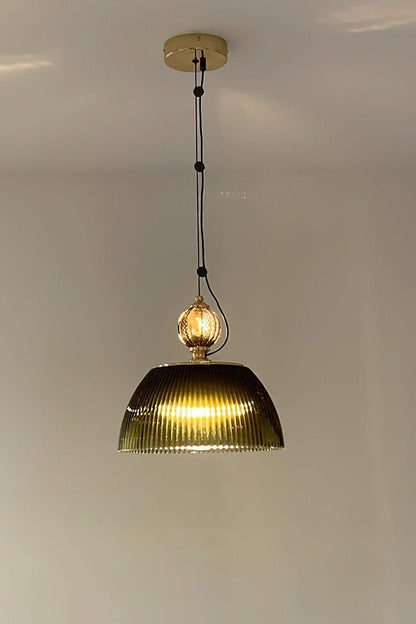 Antique Green Glass Bowl Pendant Lamp - view 6 | everlamps