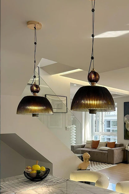 Antique Green Glass Bowl Pendant Lamp - view 3 | everlamps