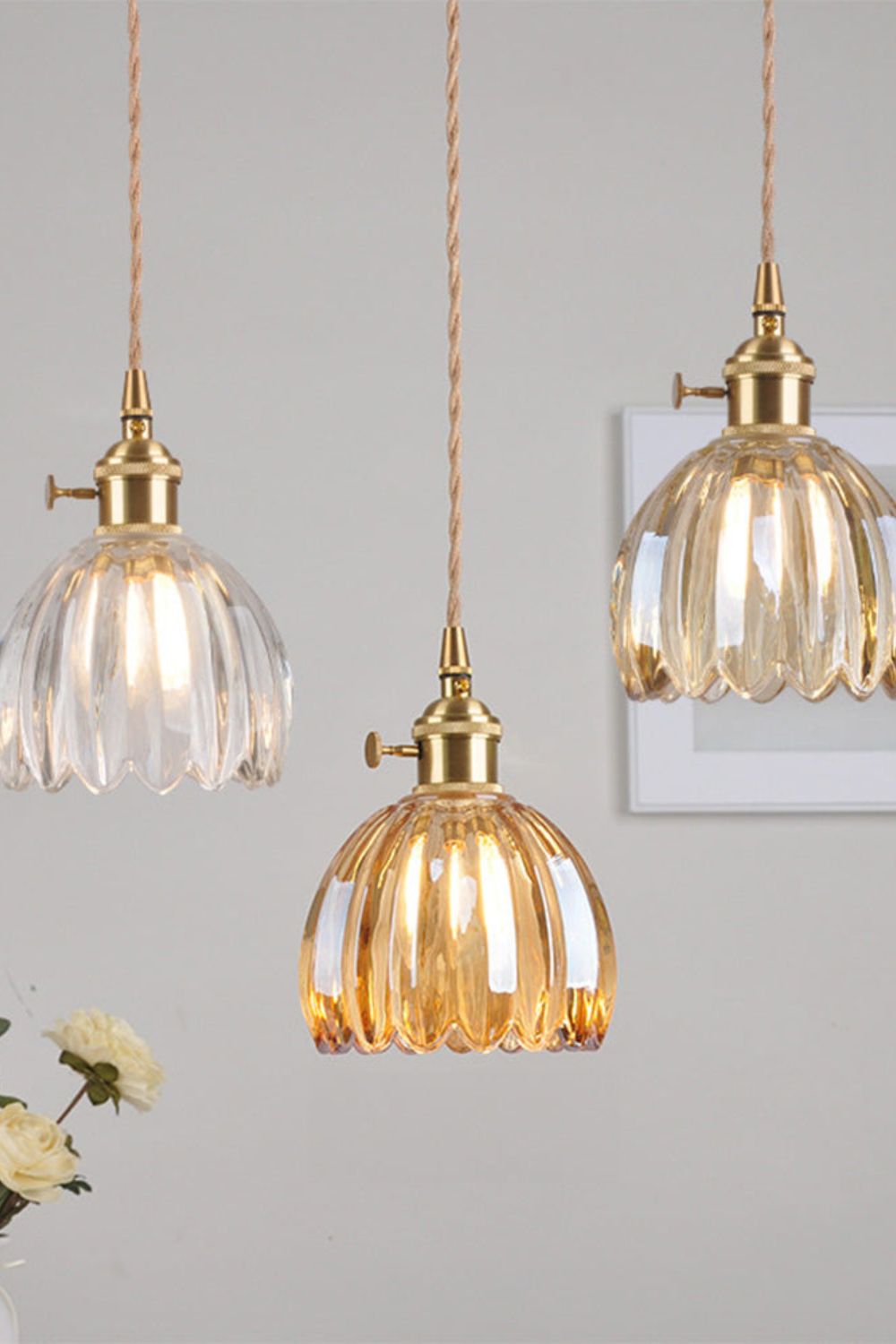 Antique Petal Shape Glass Pendant - view 2 | everlamps