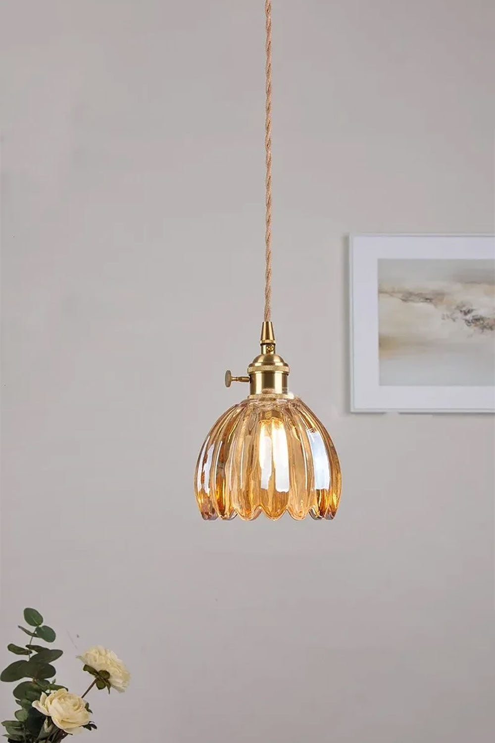 Antique Petal Shape Glass Pendant - view 3 | everlamps