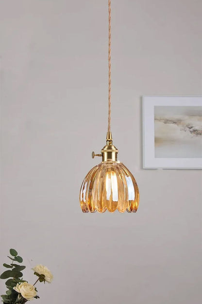 Antique Petal Shape Glass Pendant - view 3 | everlamps