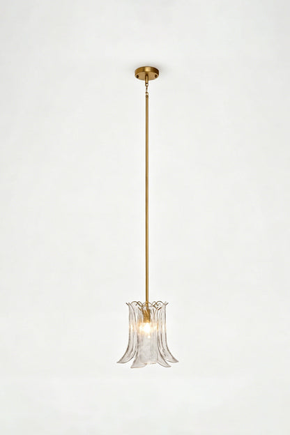 Arboreal Petal Glass Pendant Lamp featuring a sculptural glass shade and elegant gold accents, perfect for modern interiors.
