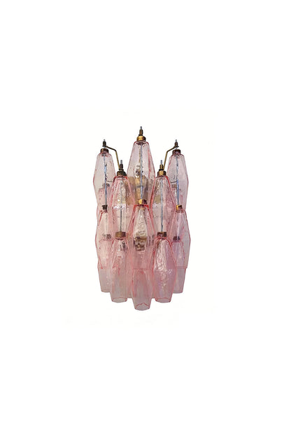 Unlit pink polyhedral glass wall lamp | Metal, Glass | Front product view isolated on white background | vexa lamps