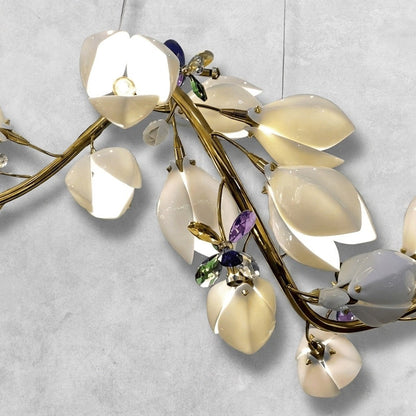 Art Design Creative Ceramic Magnolia Ring/Linear Chandelier for Bedroom/Living Room/Dining Room/Kitchen Island