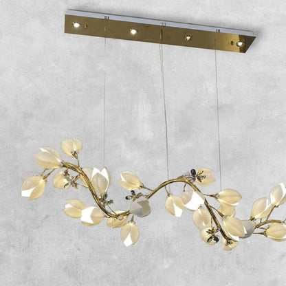 Art Design Creative Ceramic Magnolia Ring/Linear Chandelier for Bedroom/Living Room/Dining Room/Kitchen Island