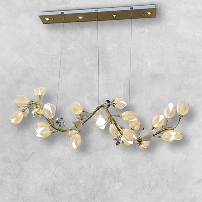 Art Design Creative Ceramic Magnolia Ring/Linear Chandelier for Bedroom/Living Room/Dining Room/Kitchen Island