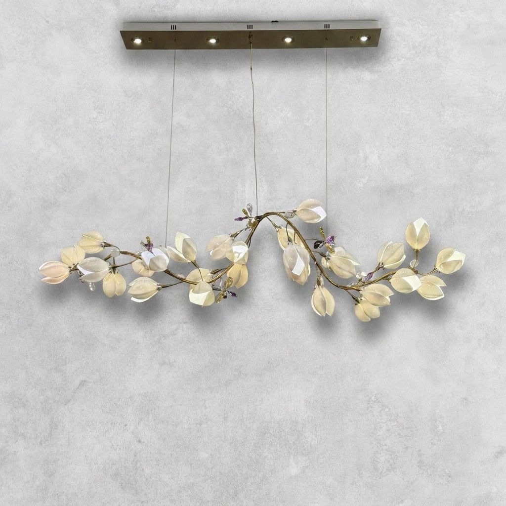 Art Design Creative Ceramic Magnolia Ring/Linear Chandelier for Bedroom/Living Room/Dining Room/Kitchen Island