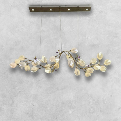 Art Design Creative Ceramic Magnolia Ring/Linear Chandelier for Bedroom/Living Room/Dining Room/Kitchen Island