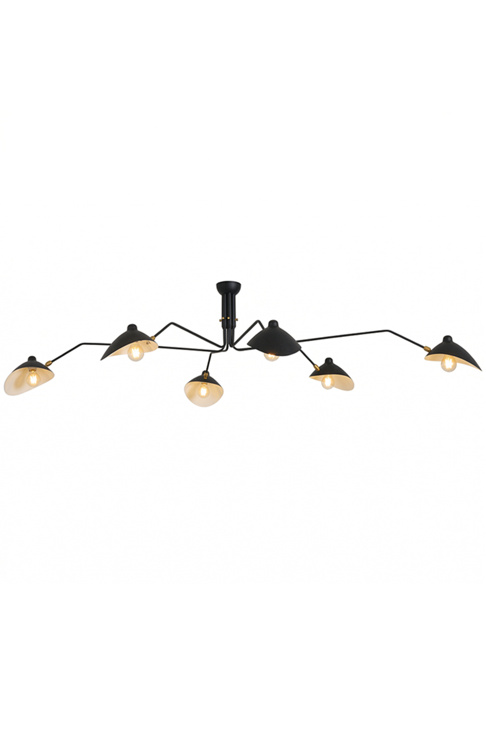 6-arm black articulated multi arm spider ceiling light | Metal | Front view isolated on white background | vexa lamps