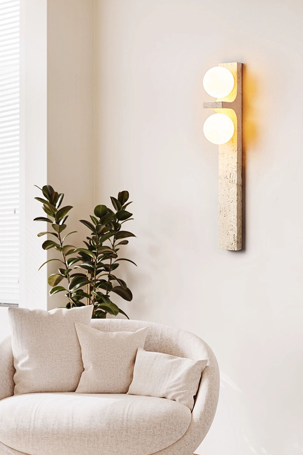 Asymmetrical Travertine Wall Sconce - view 3 | everlamps