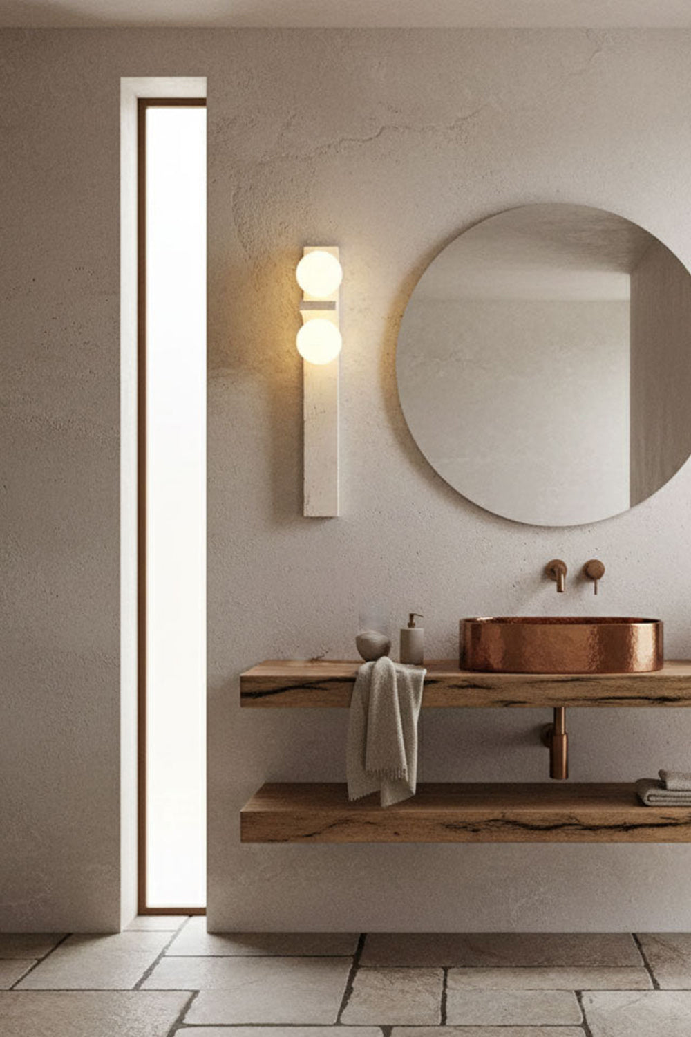 Asymmetrical Travertine Wall Sconce - view 7 | everlamps