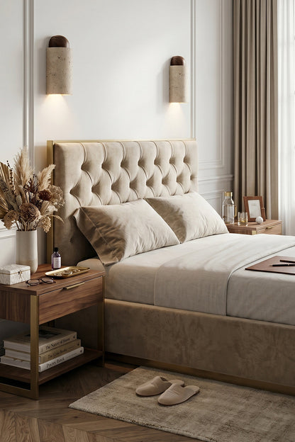 Aura Travertine Wall Sconce for Bedroom | Samu  Lamp
