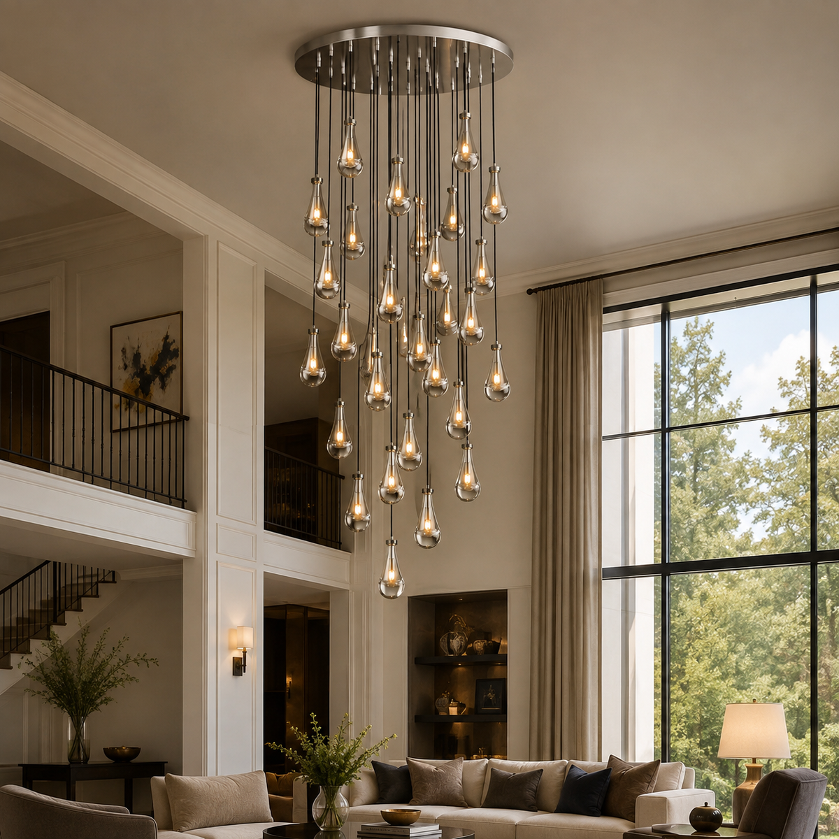 Aurelia Rain Round Chandelier 47“D