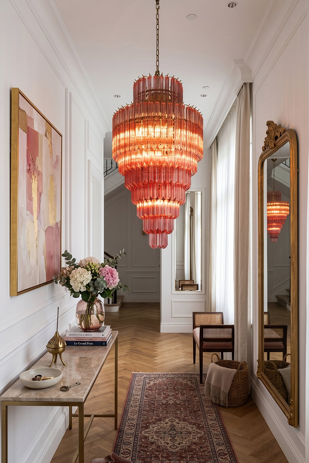 Aurora Cascade Glass Chandelier for Hallway | Samu  Lamp