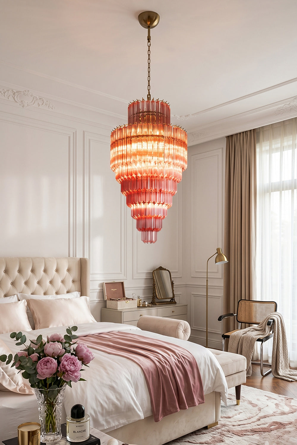 Aurora Cascade Glass Chandelier for Bedroom | Samu  Lamp