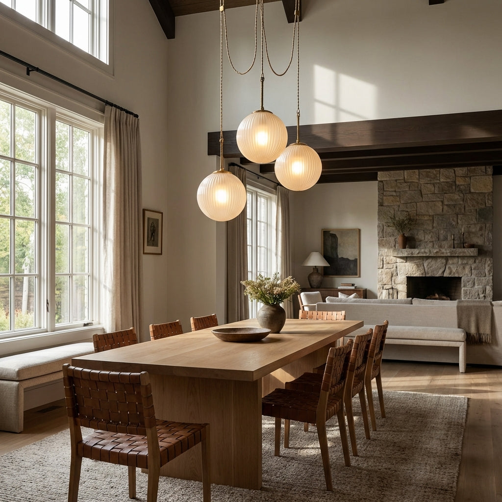 Maren Multi-Globe Ribbed Opal Glass Chandelier
