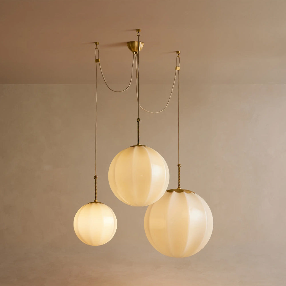 Maren Multi-Globe Ribbed Opal Glass Chandelier