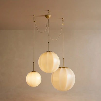 Maren Multi-Globe Ribbed Opal Glass Chandelier