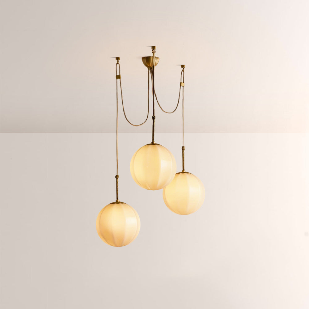 Maren Multi-Globe Ribbed Opal Glass Chandelier