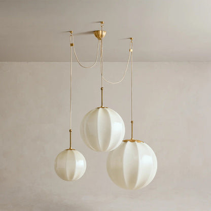 Maren Multi-Globe Ribbed Opal Glass Chandelier