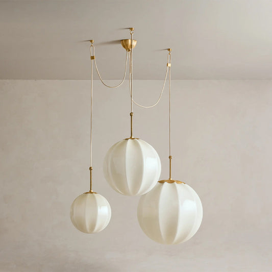 Maren Multi-Globe Ribbed Opal Glass Chandelier