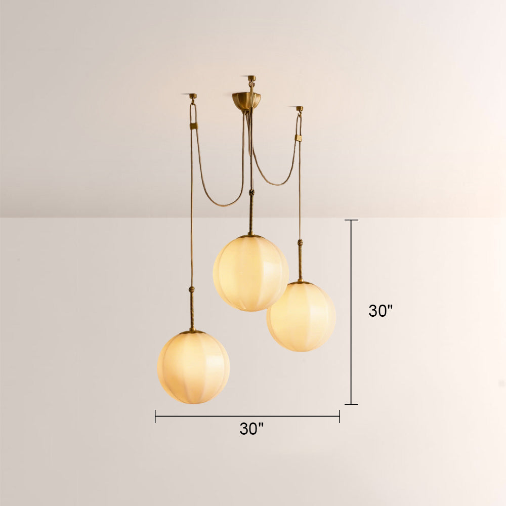Maren Multi-Globe Ribbed Opal Glass Chandelier