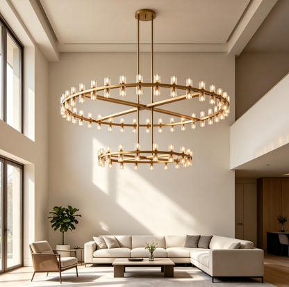 Avelune LED Round Two Tier Chandelier 60"D