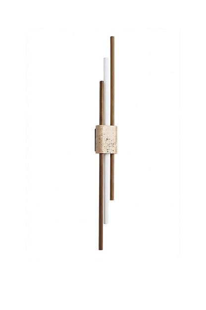 Axis Terra linear wall light with travertine block and glass tubes | Travertine, Metal, Glass | Front view isolated on white background | vexa lamps