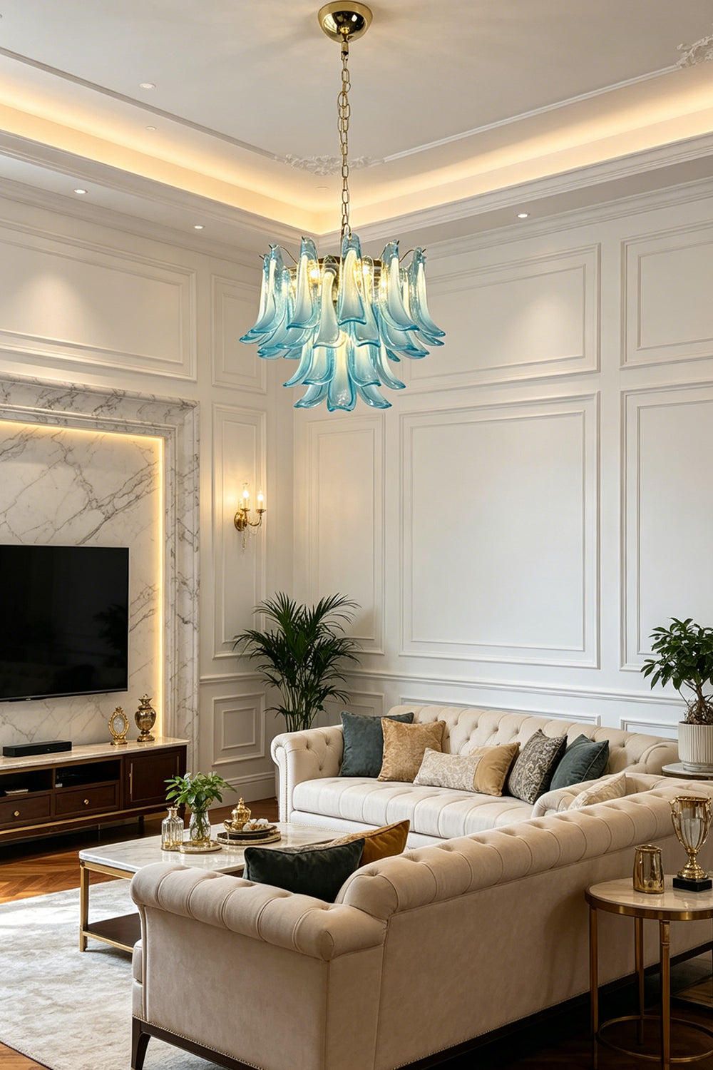 Azurea Petal Glass Chandelier for Living room | Samu  Lamp