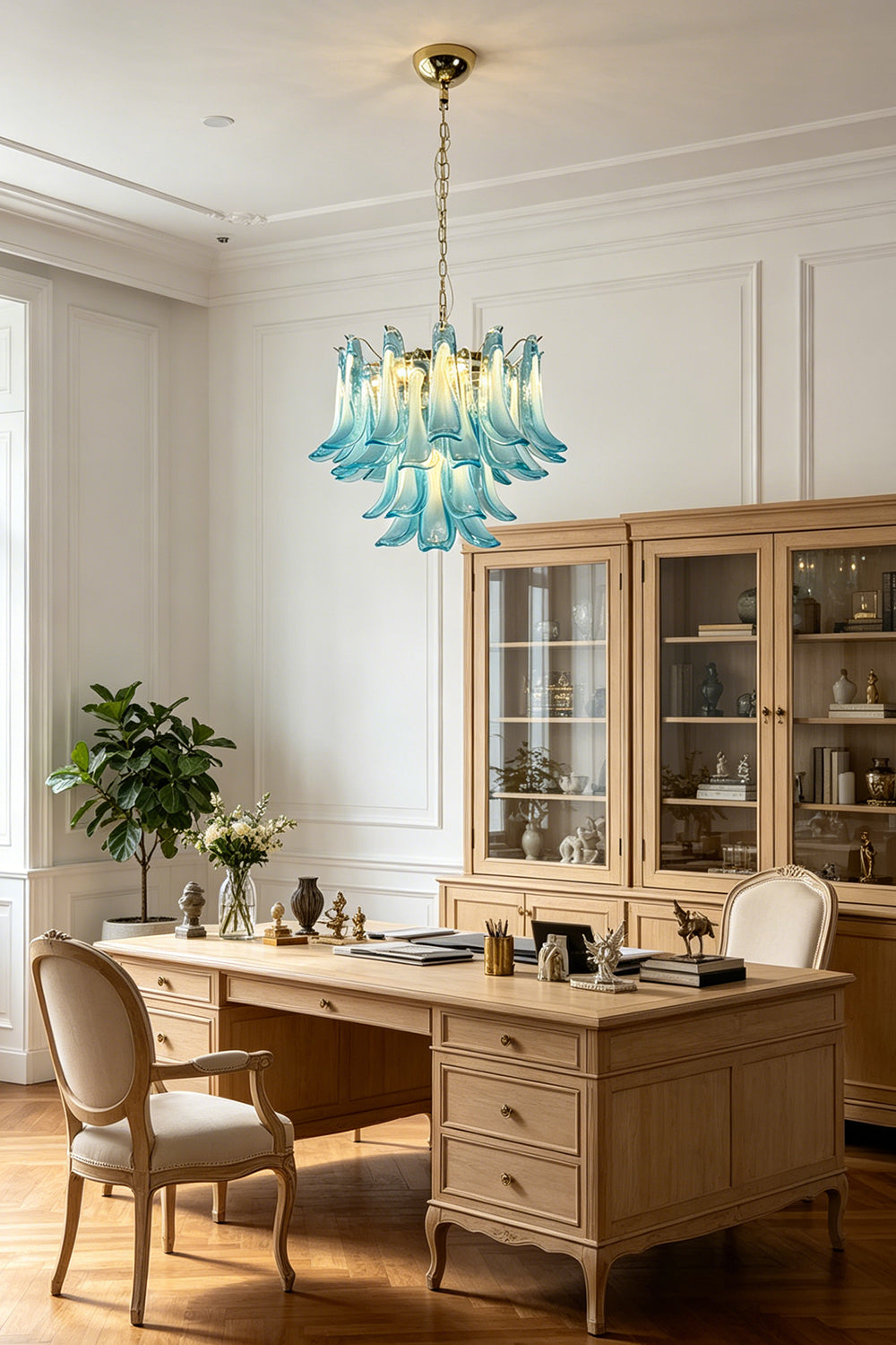Azurea Petal Glass Chandelier for Den/Study | Samu  Lamp