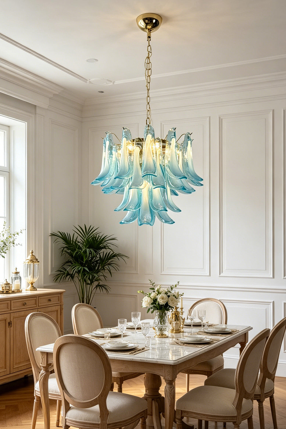 Azurea Petal Glass Chandelier for Dining Room | Samu  Lamp