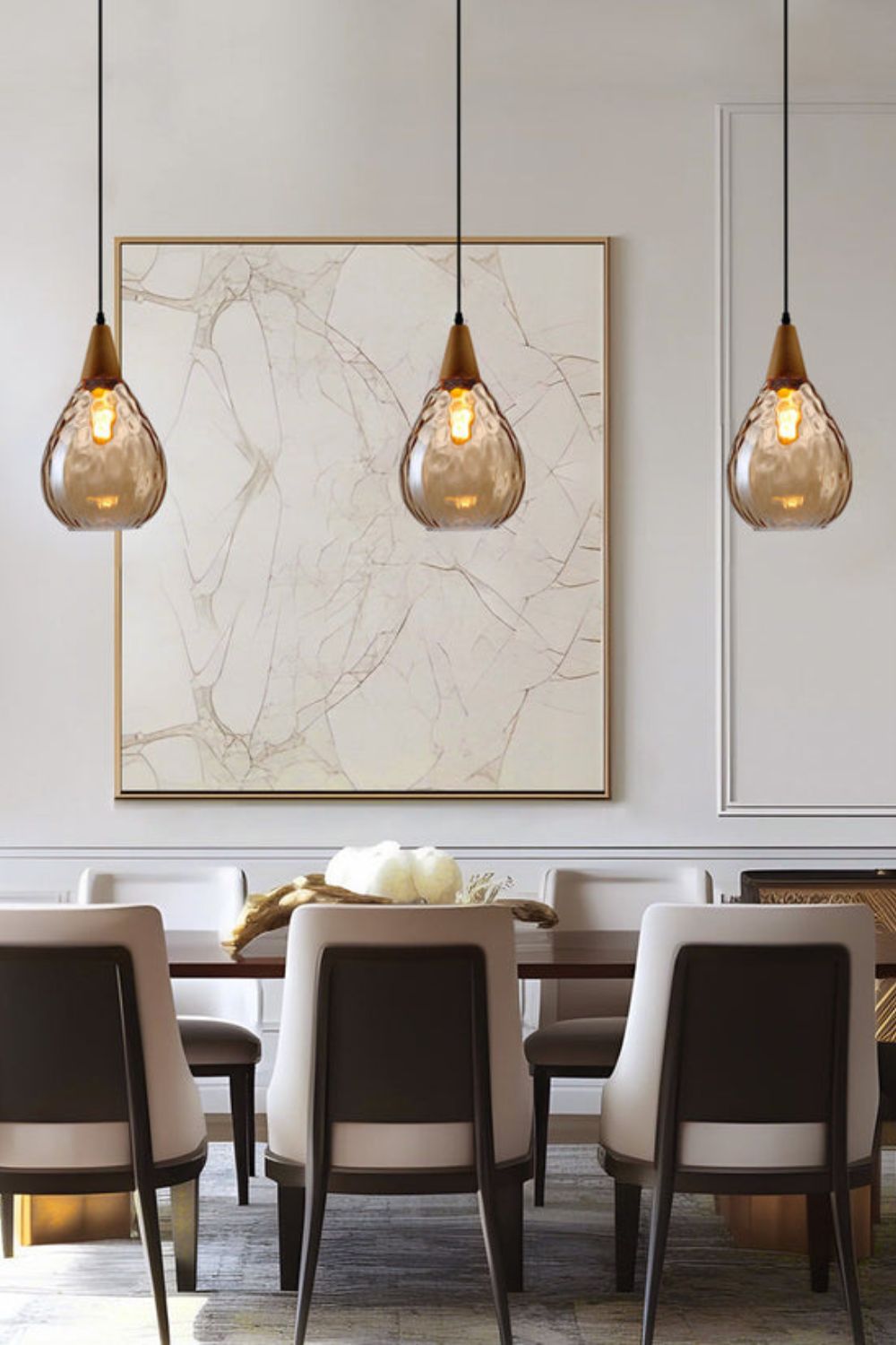 Besnier Rippled Glass Pendant Light - view 2 | everlamps