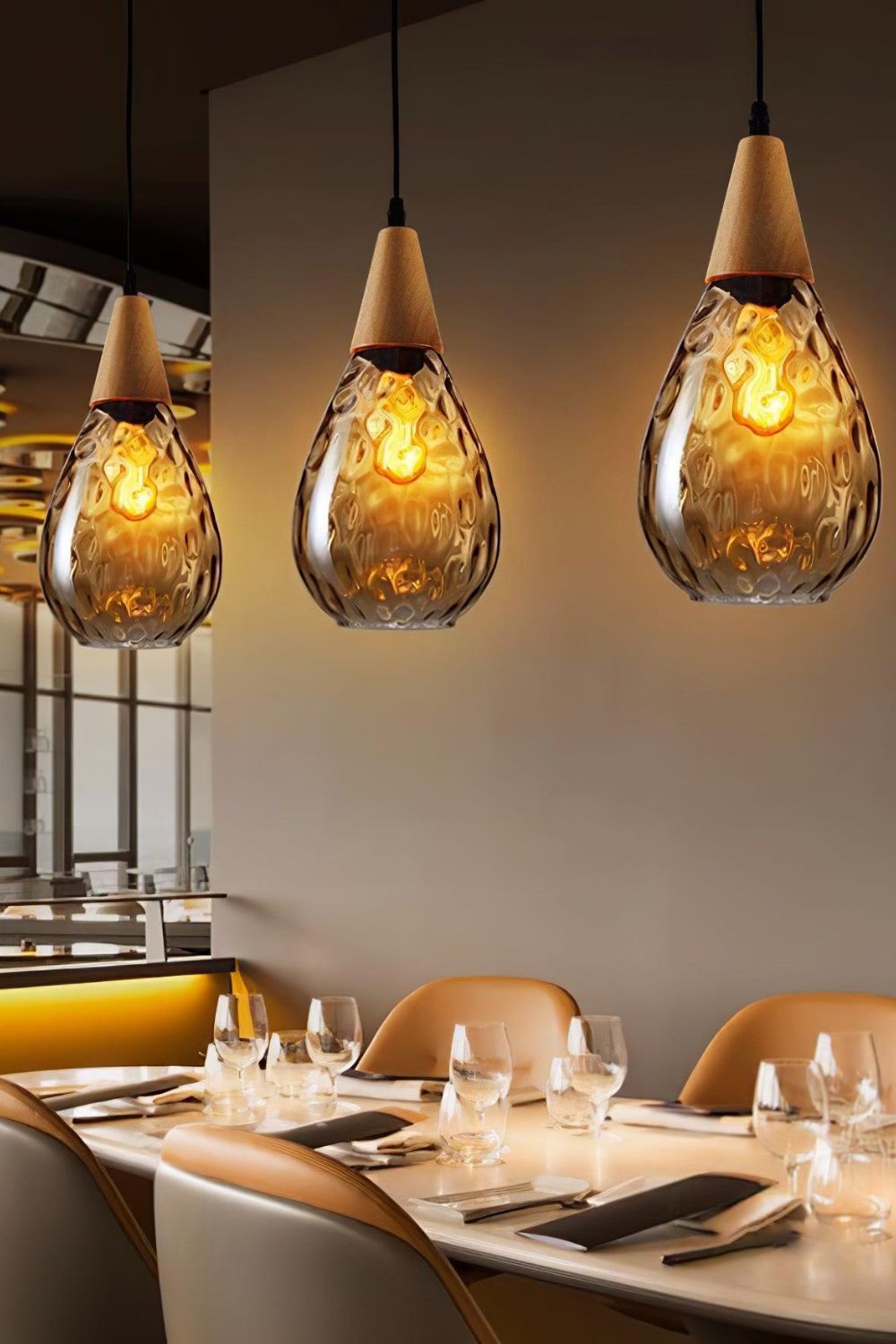 Besnier Rippled Glass Pendant Light - view 3 | everlamps