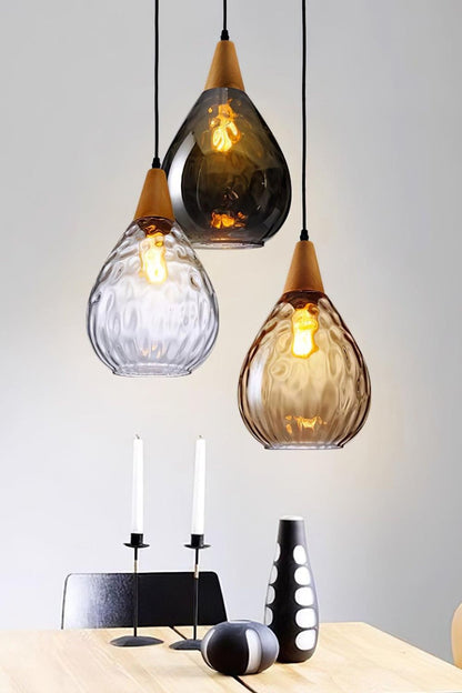 Besnier Rippled Glass Pendant Light - view 4 | everlamps