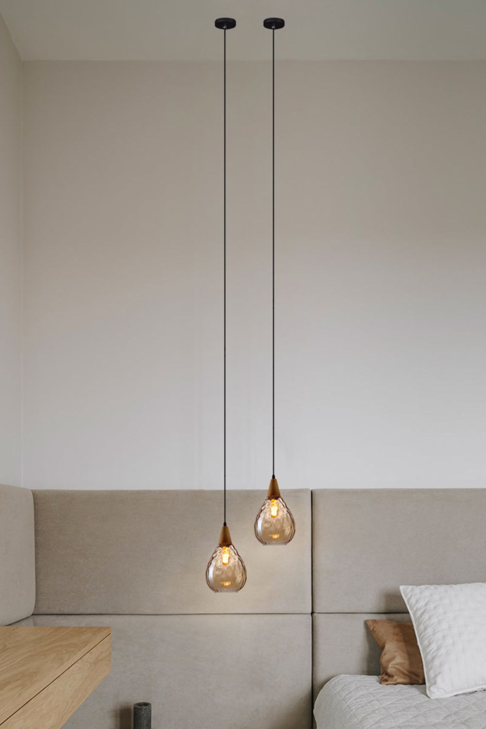 Besnier Rippled Glass Pendant Light - view 7 | everlamps