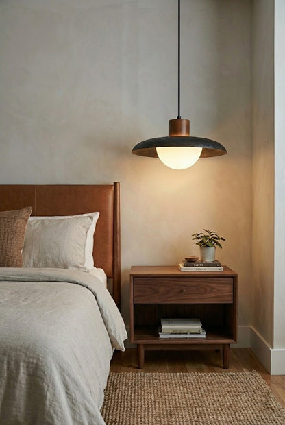 Black Travertine Dome Pendant Light - view 2 | everlamps