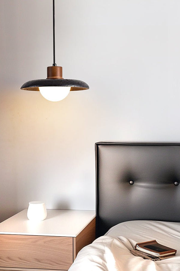 Black Travertine Dome Pendant Light - view 3 | everlamps