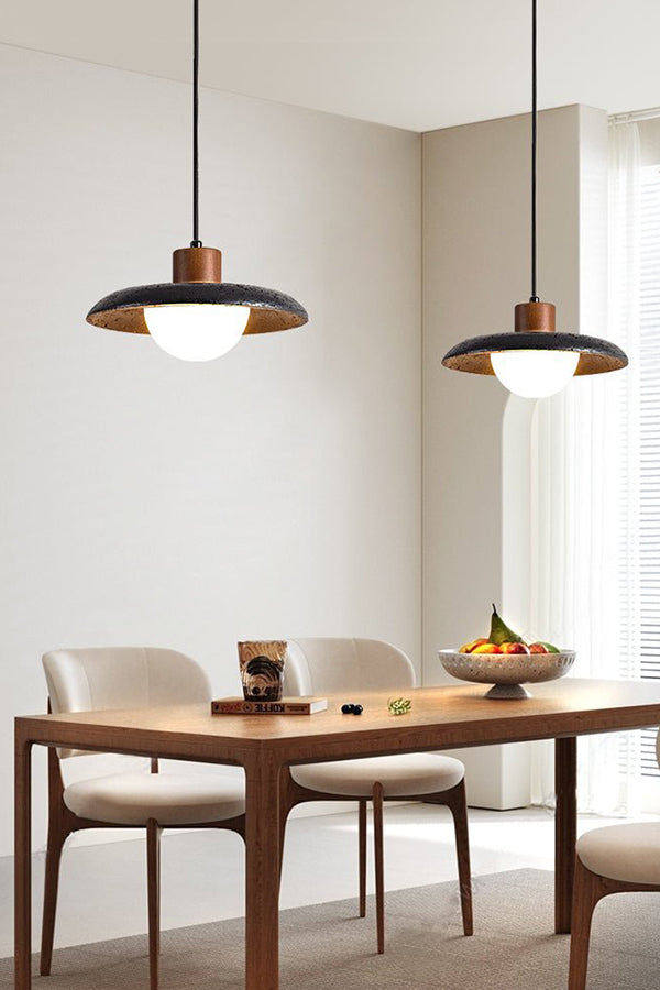 Black Travertine Dome Pendant Light - view 4 | everlamps