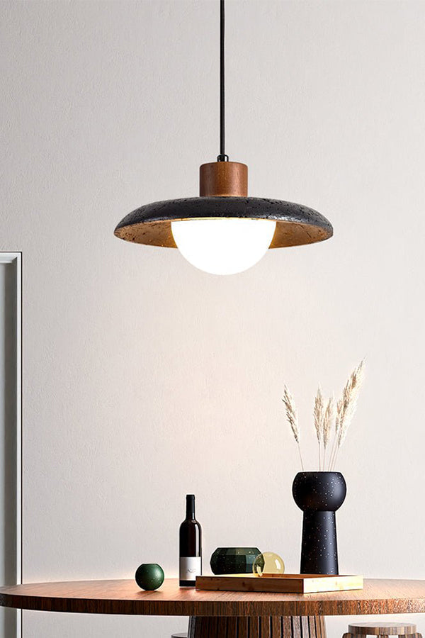Black Travertine Dome Pendant Light - view 11 | everlamps