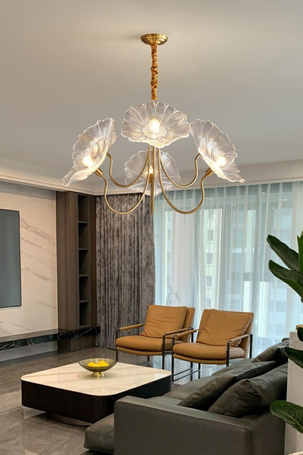 Blossom Petal Glass Chandelier - view 3 | everlamps