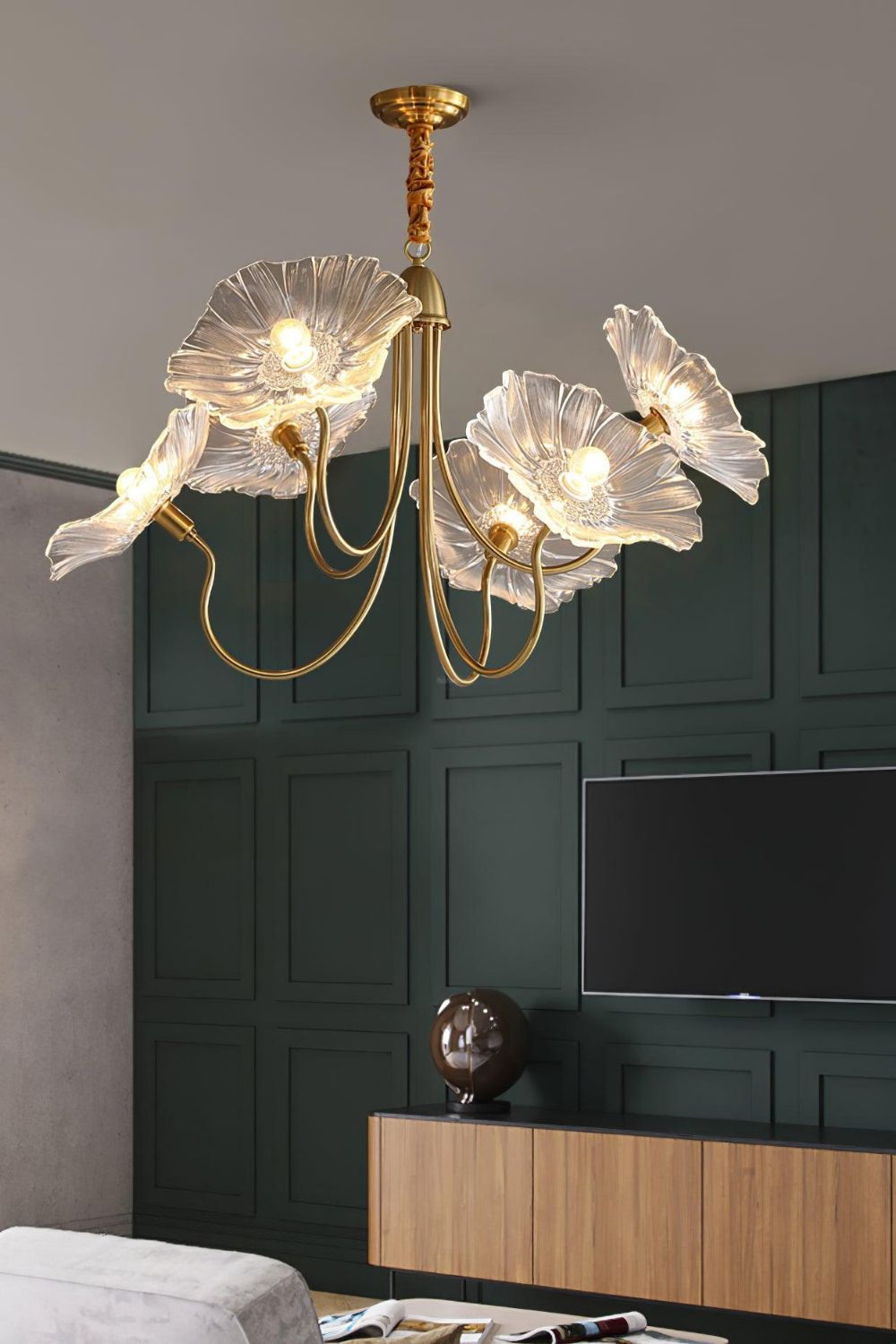 Blossom Petal Glass Chandelier - view 5 | everlamps