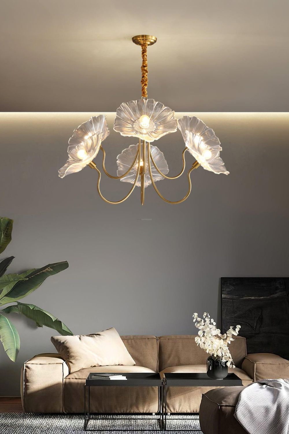 Blossom Petal Glass Chandelier - view 6 | everlamps