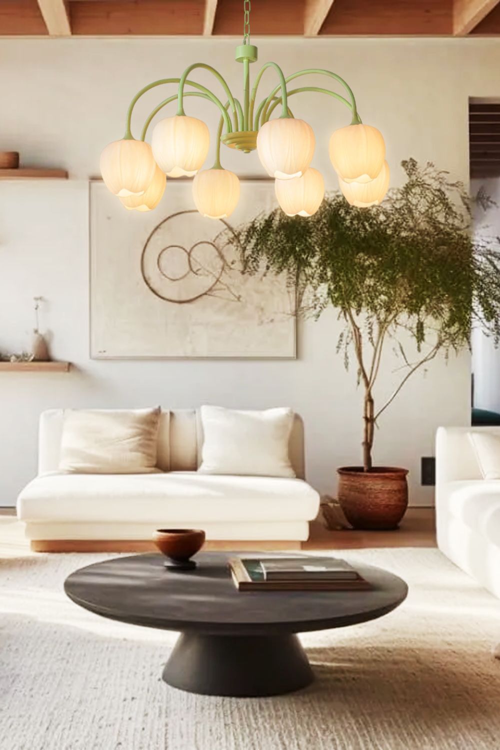 Blossom Tulip Matcha Chandelier - view 6 | everlamps