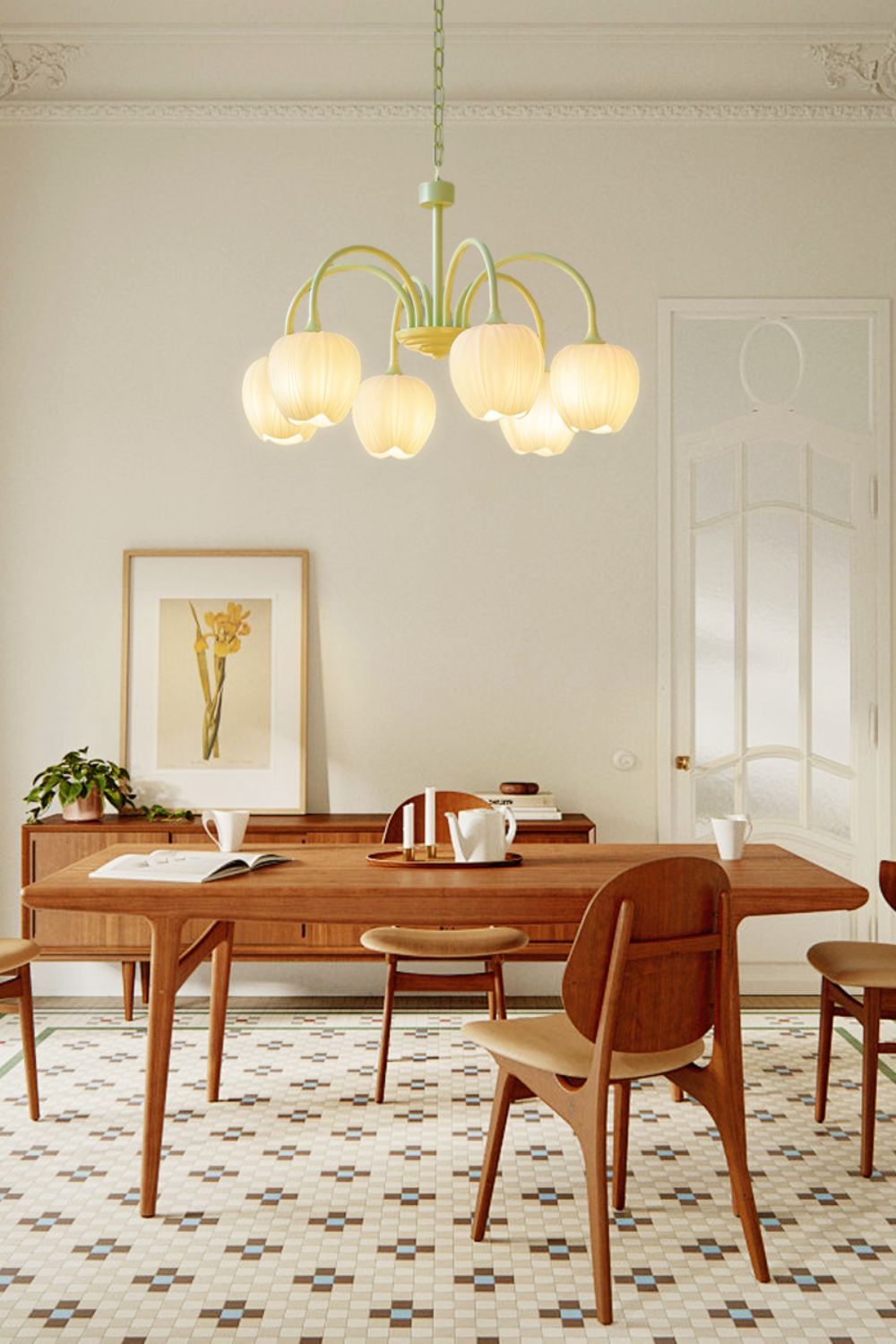 Blossom Tulip Matcha Chandelier - view 8 | everlamps