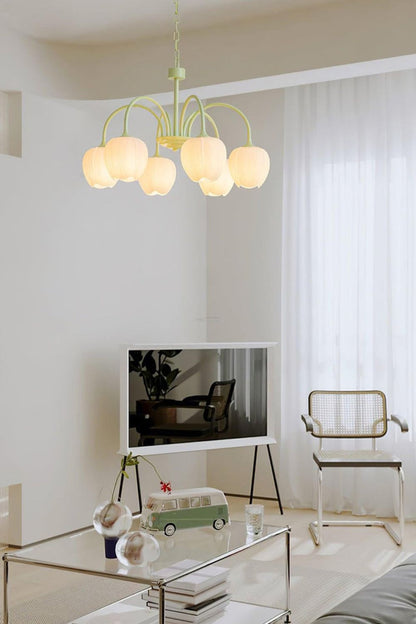 Blossom Tulip Matcha Chandelier - view 3 | everlamps