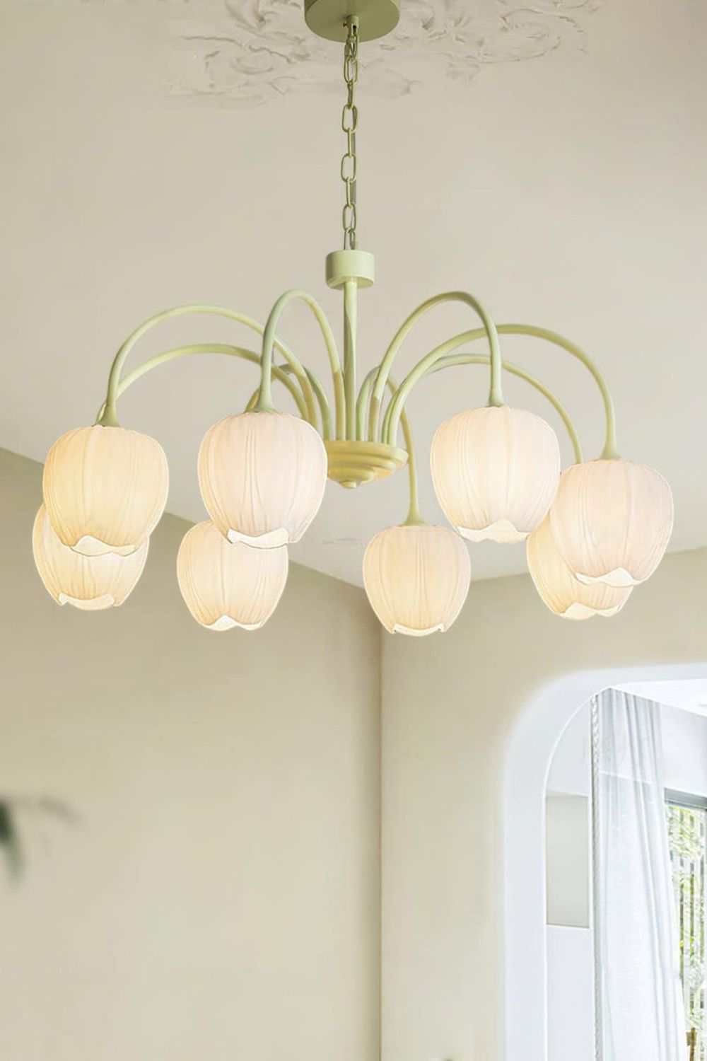 Blossom Tulip Matcha Chandelier - view 2 | everlamps