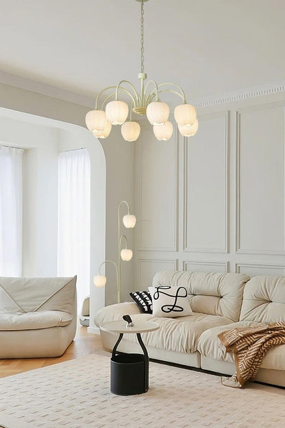 Blossom Tulip Matcha Chandelier - view 4 | everlamps